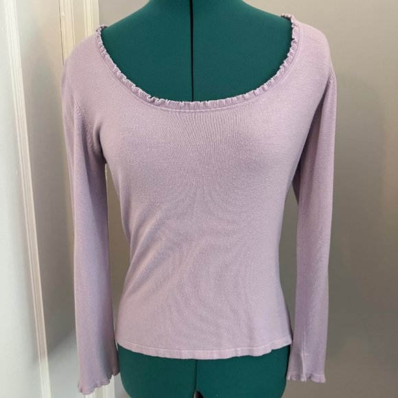 Super cute Mauve Sweater, Sz M with ruffled trim - Picture 1 of 3
